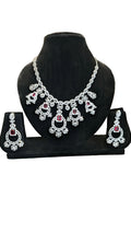 Bridal American diamond necklace set with ruby stones imitation jewellery India