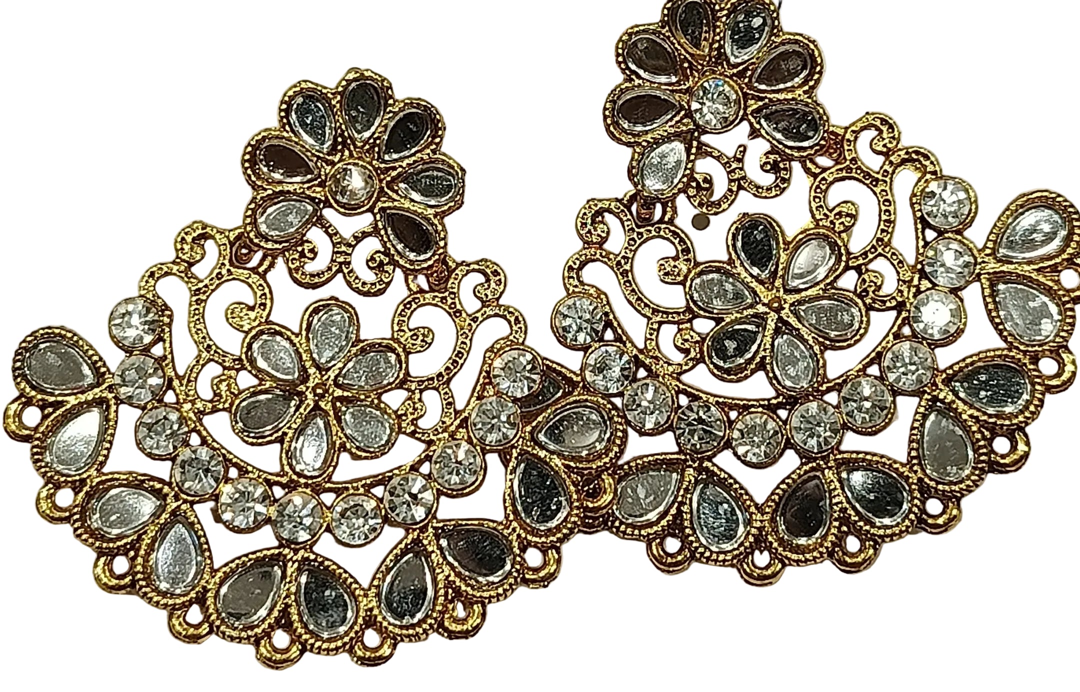 Black and white chandbali earrings for women traditional wedding jewelry India