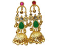 Green kundan chandbali jhumka earrings for women traditional wedding jewelry India