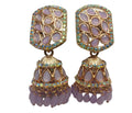 Lavender kundan jhumka earrings for women traditional wedding jewelry India