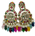 Multicolor elephant chandbali earrings for women with pearl drops traditional wedding jewellery India