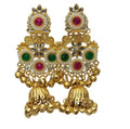 Multicolor kundan jhumka earrings for women pearl drop traditional wedding jewellery India