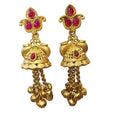 Red stone jhumka earrings for women traditional gold plated wedding jewellery India
